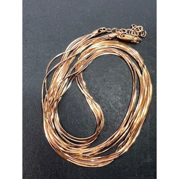 NEW Italian rose gold over sterling silver multi row chain necklace-18 inch - Picture 3 of 11